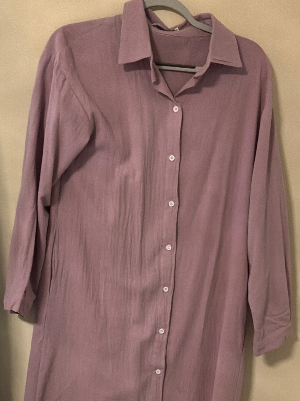 Soplia gon Relaxed Long-Sleeve Button-Down Dress in Dusty Pink
